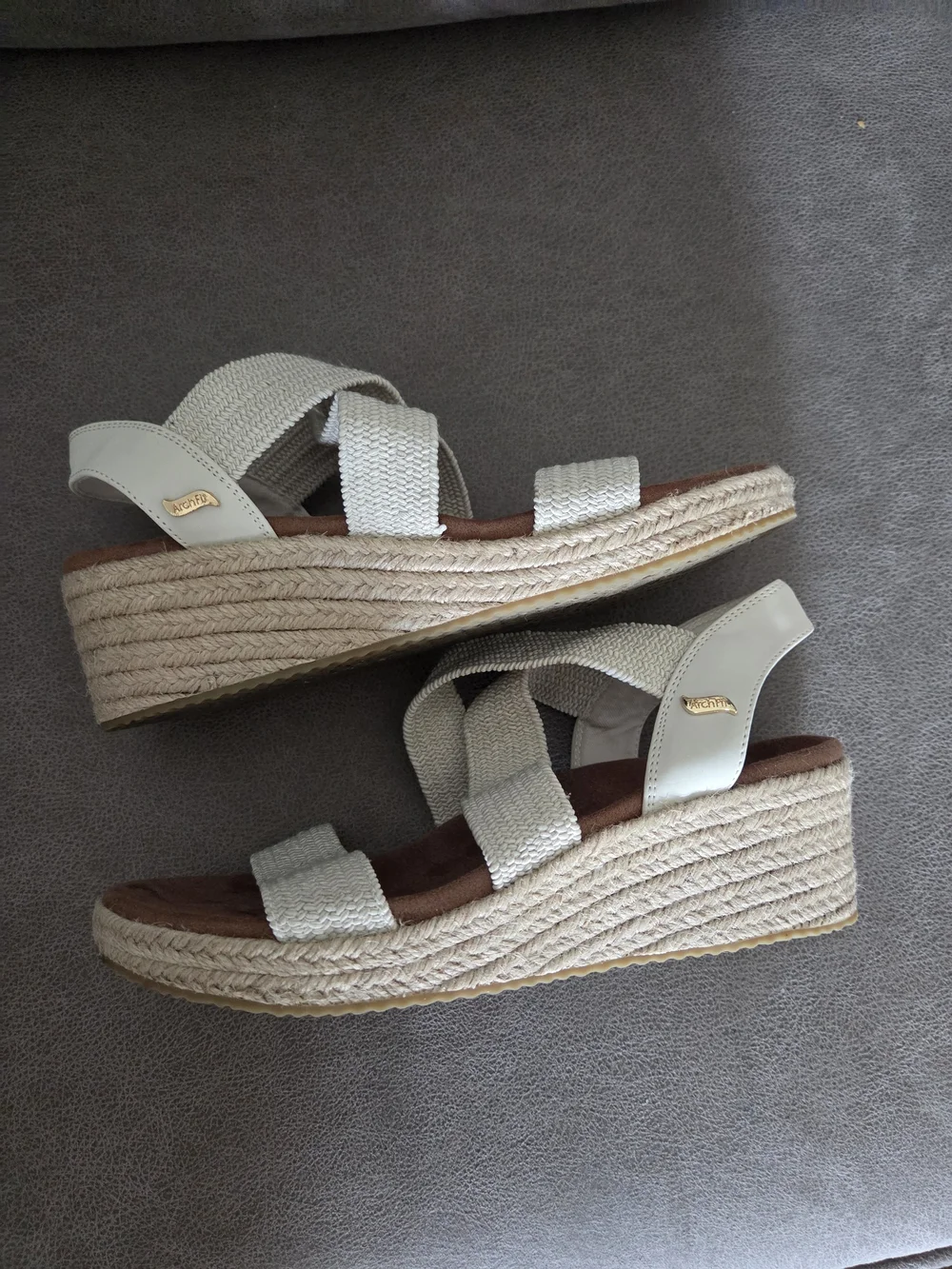 Women's Cream Espadrille Wedge Sandals